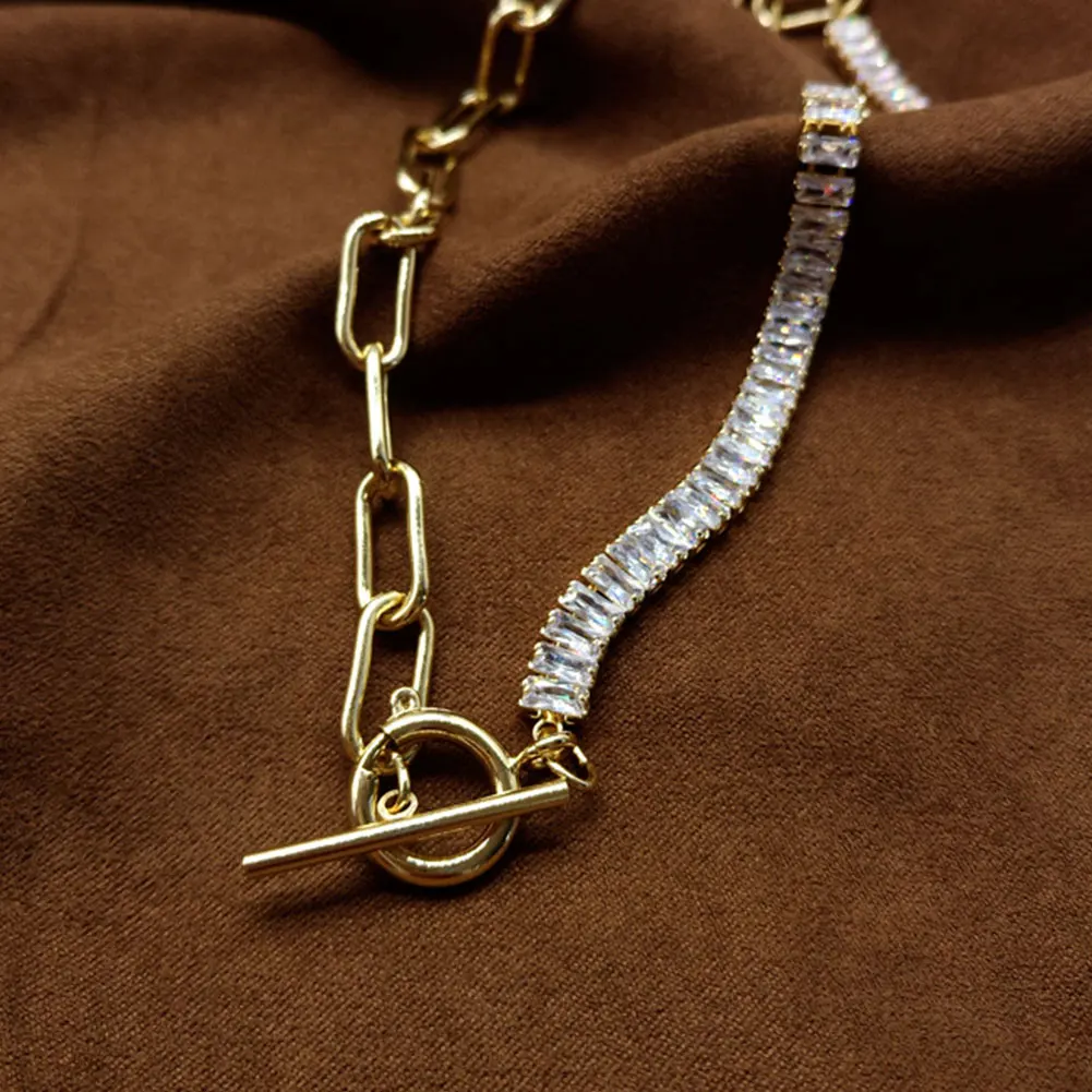 

HaHaGirl Zircon Crystal Choker Necklaces For Women Geometric Shiny Rhinestone Necklaces Statement Fashion Jewelry Girl Gifts