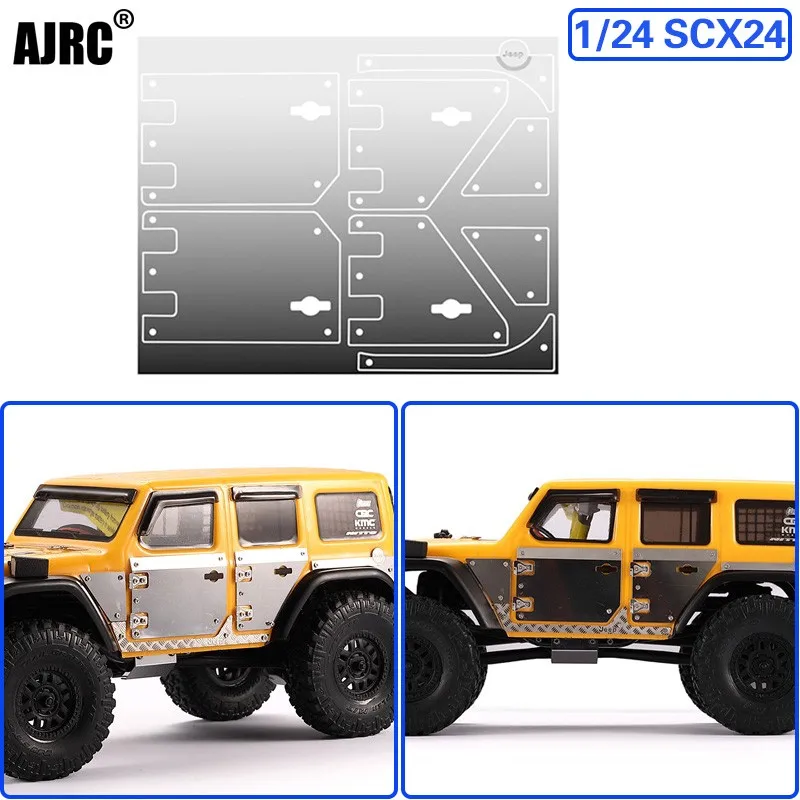 

1/24 осевая противоскользящая пластина Scx24 Wrangler для двери, декоративный лист из серебристого металла