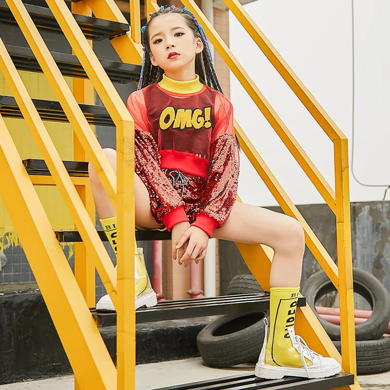 Новинка костюм джазового танца для девочек детский танцевальный в стиле хип-хоп