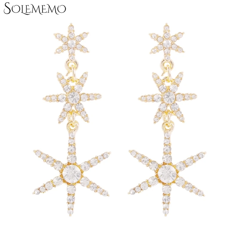 Модные серьги со стразами подвеска в виде снежинки Женские Ювелирные изделия
