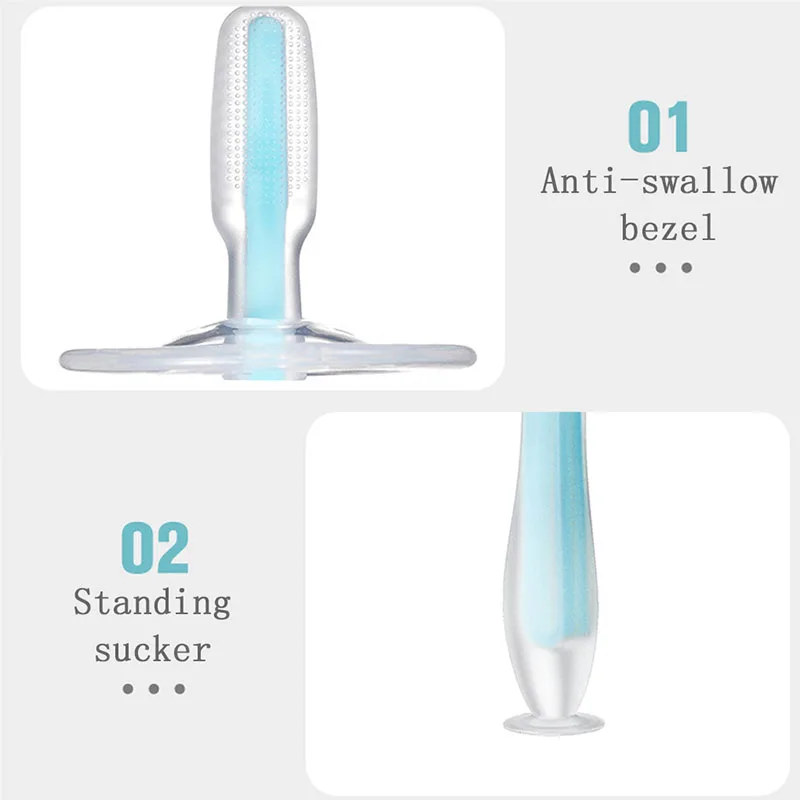 Cepillo de dientes de entrenamiento para beb&eacute;, cepillo de silicona suave con ventosa, cuidado bucal, mango encantador, 4 colores-5