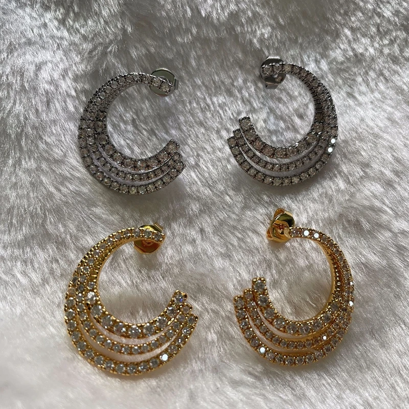 

Новинка 2021 г., французские полностью сверлильные Серьги c-образной формы, серьги в форме водной дрели, ультраблестящие серьги, темпераментны...