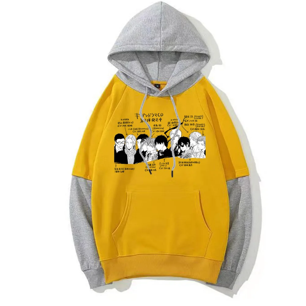 

Толстовки с капюшоном с аниме-принтом, толстовки, одежда Sato Mafuyu Uenoyama Ritsuka Friend, модная сшивка, имитация двух частей, с капюшоном, осень