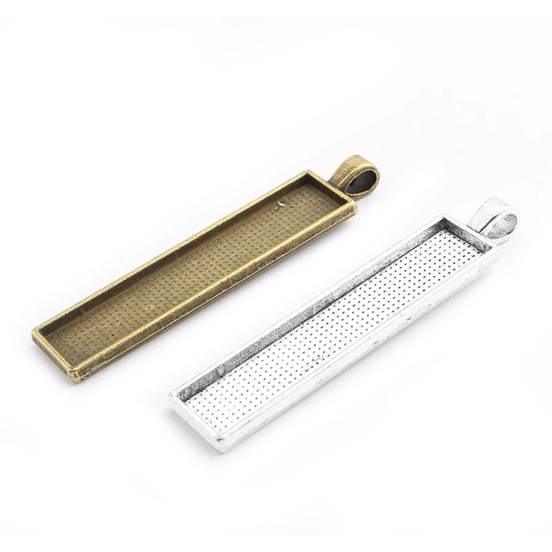 

10x50mm 20x30mm Alloy Rectangle Base Settings Pendant Blank Tray With Rectangle Glass Cabochons For DIY Jewelry Findings