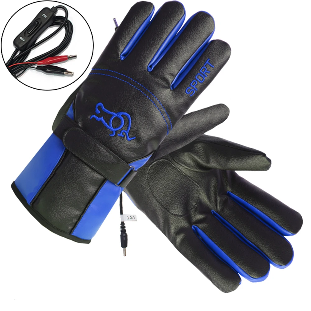 For Motorcycle Blue HEROBIKER зимние Мотоциклетные Перчатки Guantes Moto с сенсорным экраном на батарейках, мотоциклетные гоночные водонепроницаемые перчатки с подогревом - Color: For Motorcycle Blue