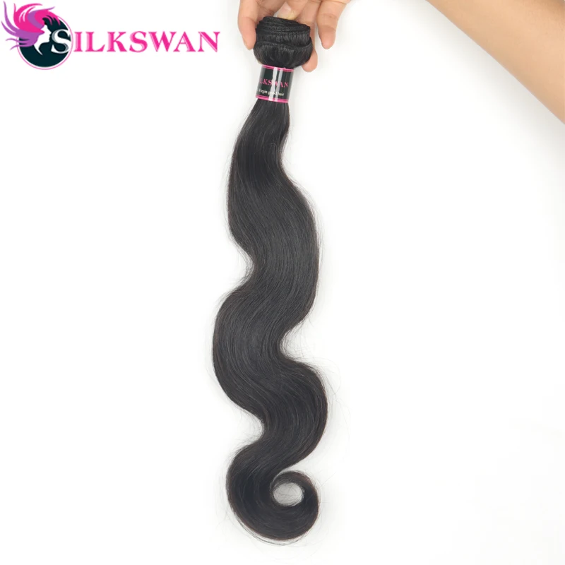 Silkswan волосы Средний коэффициент 8-32 дюймов 28 30 32 дюймов плетение пряди бразильские волосы объемная волна Remy человеческие волосы пучок натуральный цвет