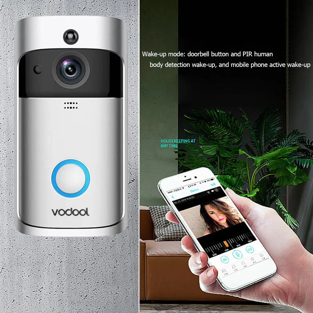 Vodool V5 Смарт Wi-Fi видео-дверной звонок Камера 720p визуальная видеовызова Дверь Видео