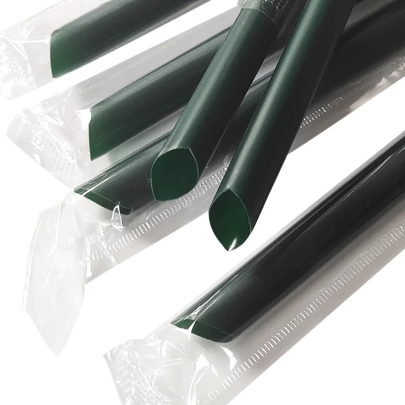 

Disposable Dark Green Separate Pearl Milk Tea Rough Lengthened 11mm Thickening Lengthen Pointed-Toe Plastic Straw
