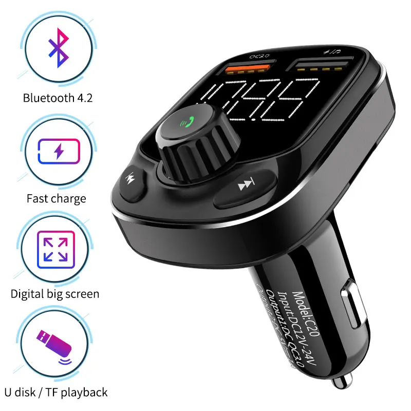 QC3.0 быстрой зарядки свободные руки Fm передатчик автомобильный Bluetooth MP3 плеер
