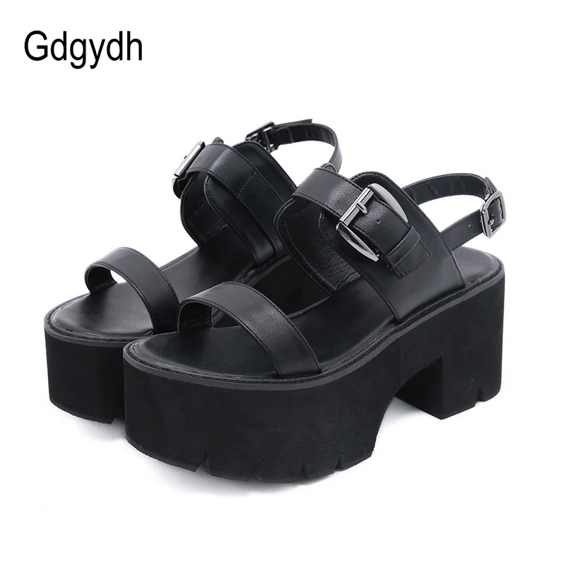 

Gdgydh Rome Style Women Sandals 2021 Hot Sales Summer Ladies Platform Shoes Solid Black Comfortable Female Sandals High Heels