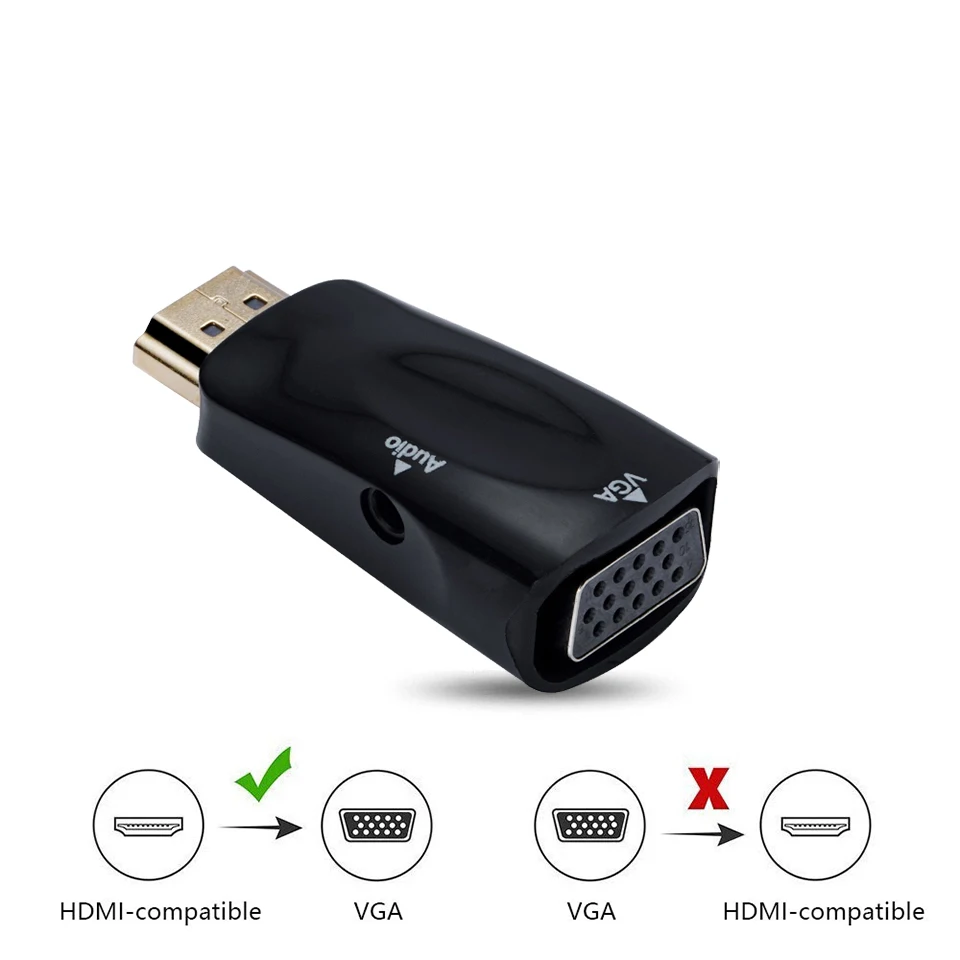

NEW HD 1080P HDMI-compatible to VGA Adapter Digital to Analog Converter Cable For PC Laptop TV Box Computer Display Projector