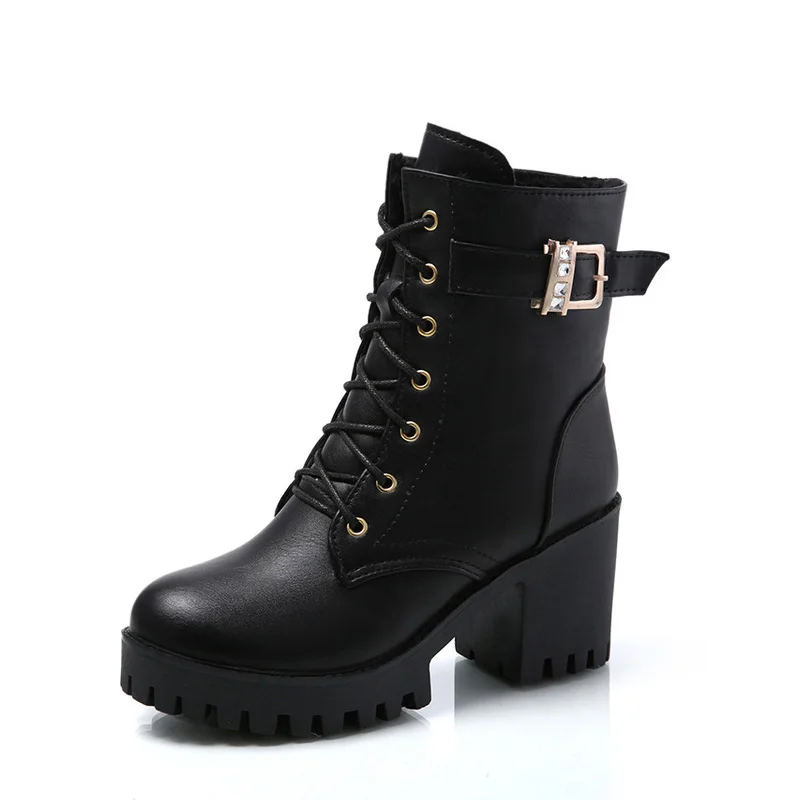 Сапоги на высоком каблуке женская зимняя обувь мягкие кожаные теплые плюшевые