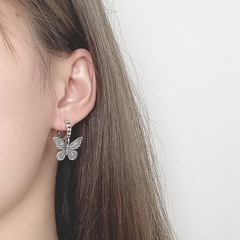 Серьги из стерлингового серебра 925 пробы модные серьги с бабочкой Короткая