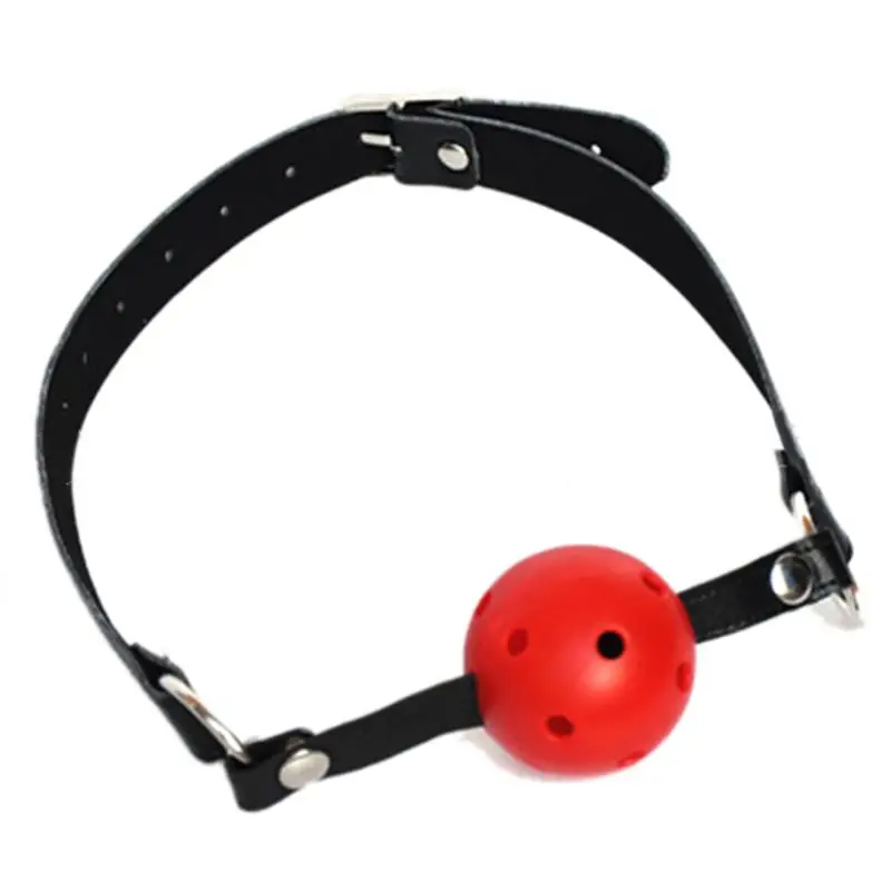 Кожаный рот открытый кляп сплошной цвет Полые Дышащие пары игра для ролевых игр