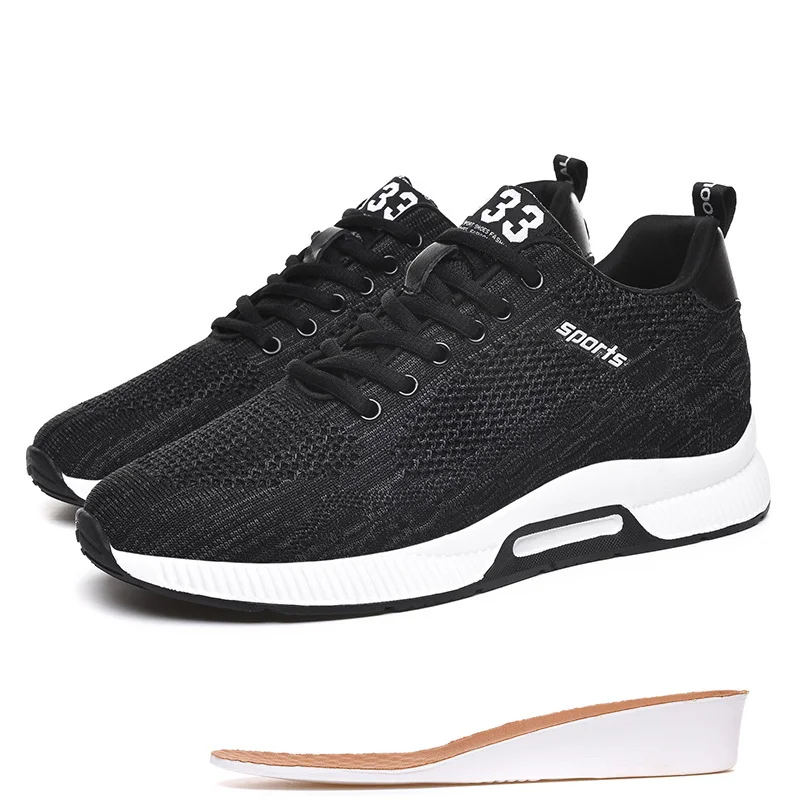 Black Men Sneaker Misalwa/Мужская обувь, визуально увеличивающая рост; сезон весна-лето; повседневные кроссовки; мягкая повседневная обувь для молодых мужчин; Flyknit - Цвет: Black Men Sneaker