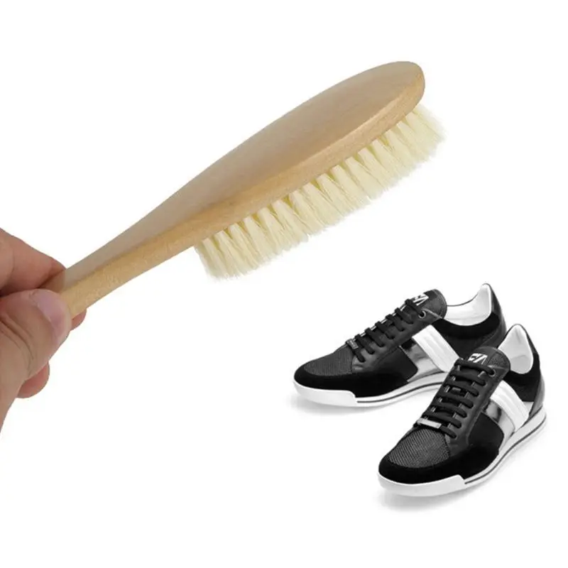 Щетка для чистки обуви мягкая щетина с деревянной ручкой очиститель кроссовок