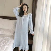 woman autumn and winter nightdress nightdress sweet and lovely flannel comfortable and warm coral fleece nightdress long sj044