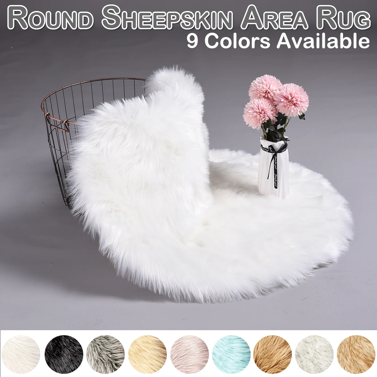 Меховая область Овцы лохматый коврик круглый ковер из искусственной овчины