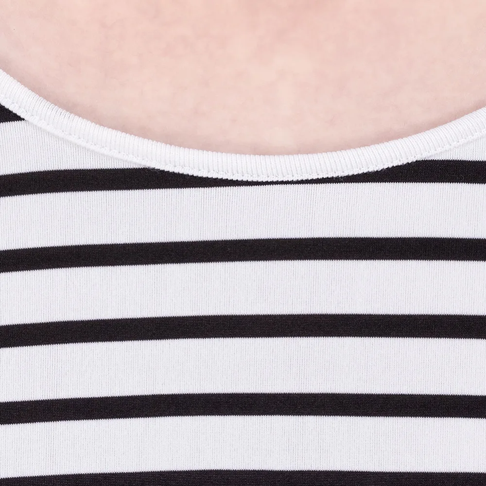 Женское модное свободное мини платье в полоску с круглым вырезом и коротким