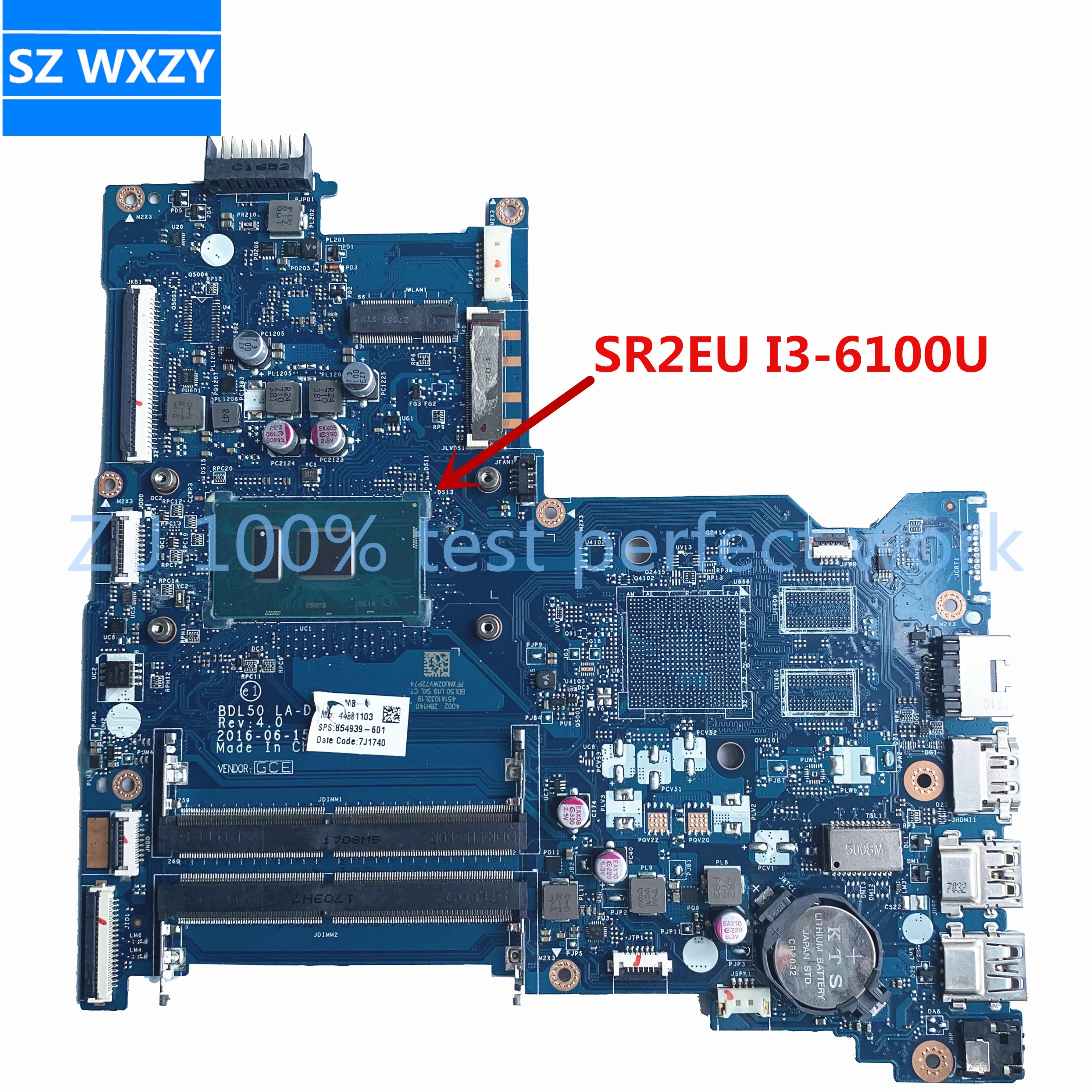 Материнская плата для ноутбука HP 15 AY 854939 601 001 BDL50 с SR2EU DDR4 MB 100% тестирование быстрая