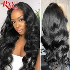 RXY тело волна 250 плотность Синтетические волосы на кружеве парики из натуральных волос с Африканской структурой, Для женщин 13x4 перуанский парик из волос предварительно вырезанные Волосы Remy