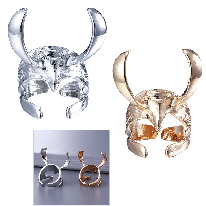 Кольцо для косплея в стиле аниме кольцо с шлемом Локи золотого и серебряного