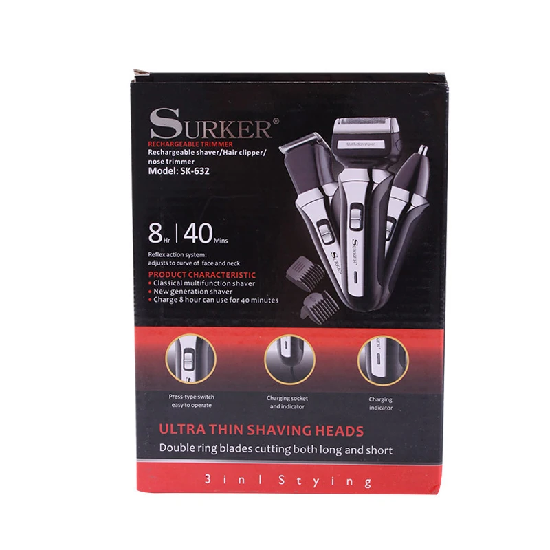 

Surker Electric Shaver SK-632 3 in 1 Multifunctional Shaver / Hair Clipper / Nose Hair Device