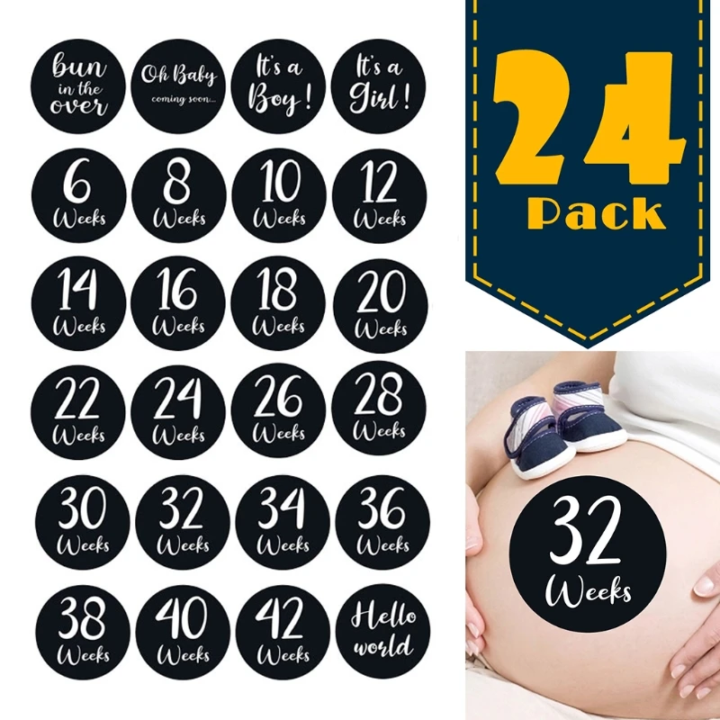 

24 Pcs/Set Newborn Baby Monthly Stickers Baby Pregnant Women Monthly Photograph Stickers Milestone Memories Photo Props