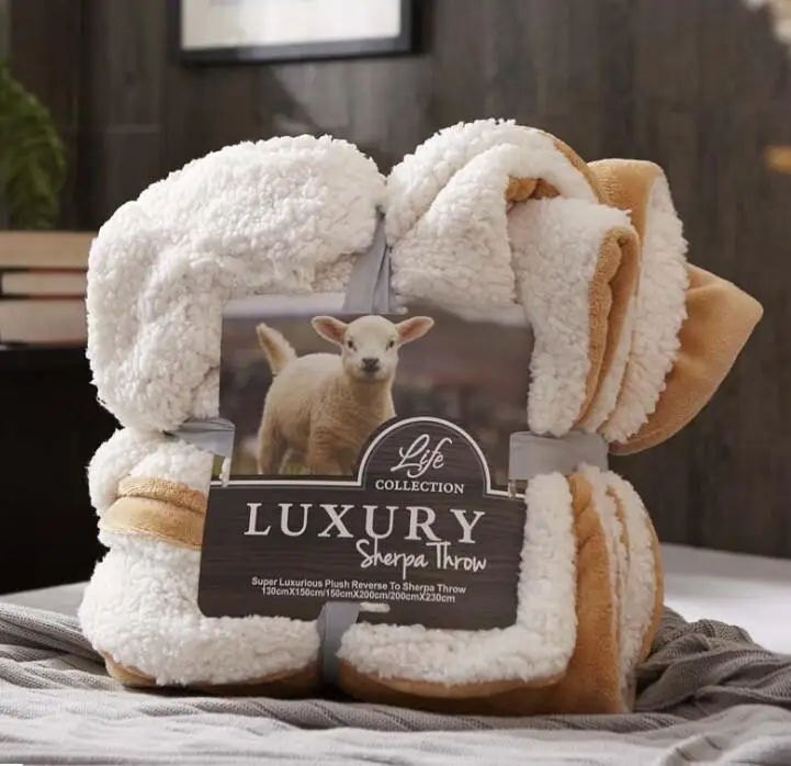 Sherpa Fur Home Bedding Blankets Thick Winter Plush Plaid Bedspread Newborn Sleeping Quilt Berber Fleece Outdoor | Дом и сад
