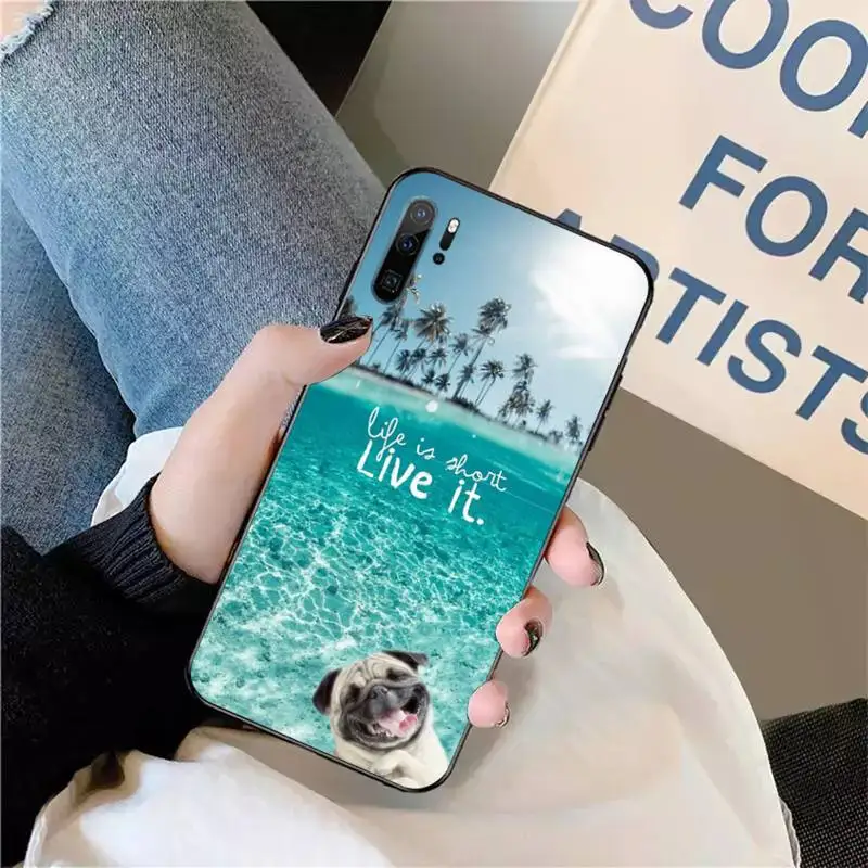 

Pug French Bulldog beach sunset Phone Case For Huawei honor Mate P 9 10 20 30 40 Pro 10i 7 8 a x Lite nova 5t