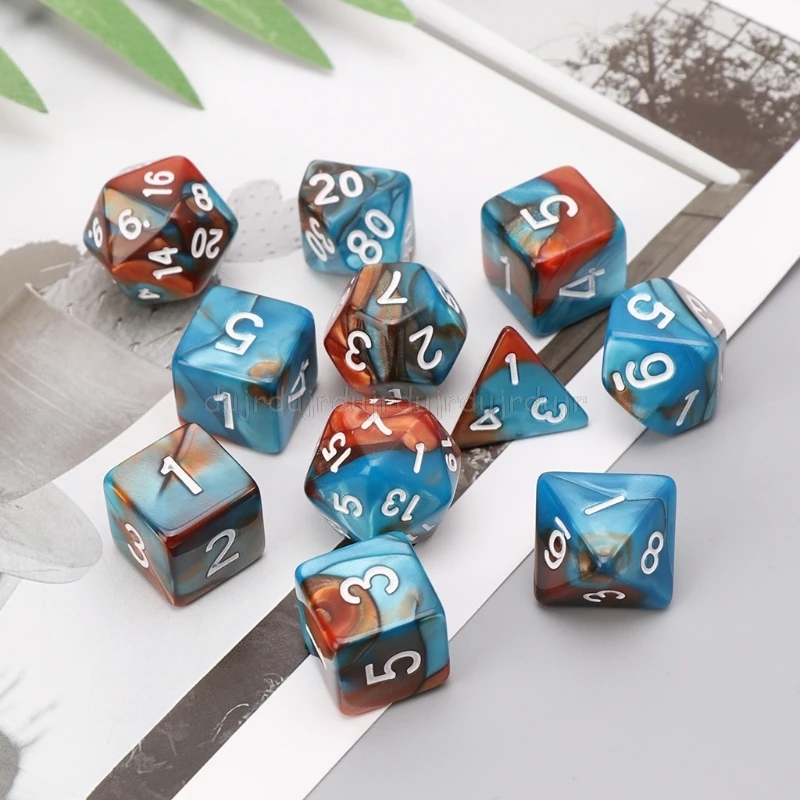 Цифровые кубики D4 D6 D8 D10 D12 D20 11 шт./компл. двусторонние для RPG DND D &amp S16 19 Прямая