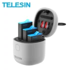 Зарядное устройство TELESIN 1750 мАч для GoPro Hero 10 9, черный, быстрая зарядка, 3 слота, аккумулятор, коробка для хранения TF-карт, портативные аксессуары