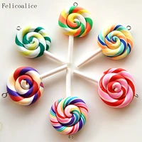 8pcs cute rainbow lollipop charms kawaii candy pendants for diy bracelets necklace earring keychain jewelry making
