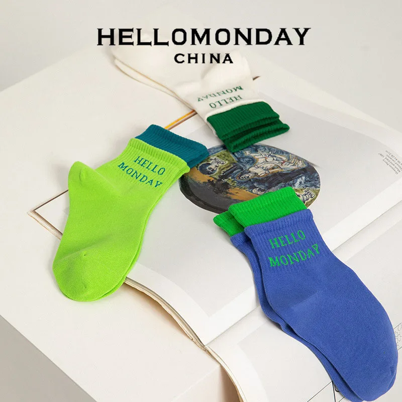 

Ladies socks letter stitching middle tube tide fake stacking street sports skateboard socks