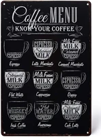 uniquelover coffee bar sign coffee menu know your coffee metal signs kitchen decor and accessories 8 x 12 inches small