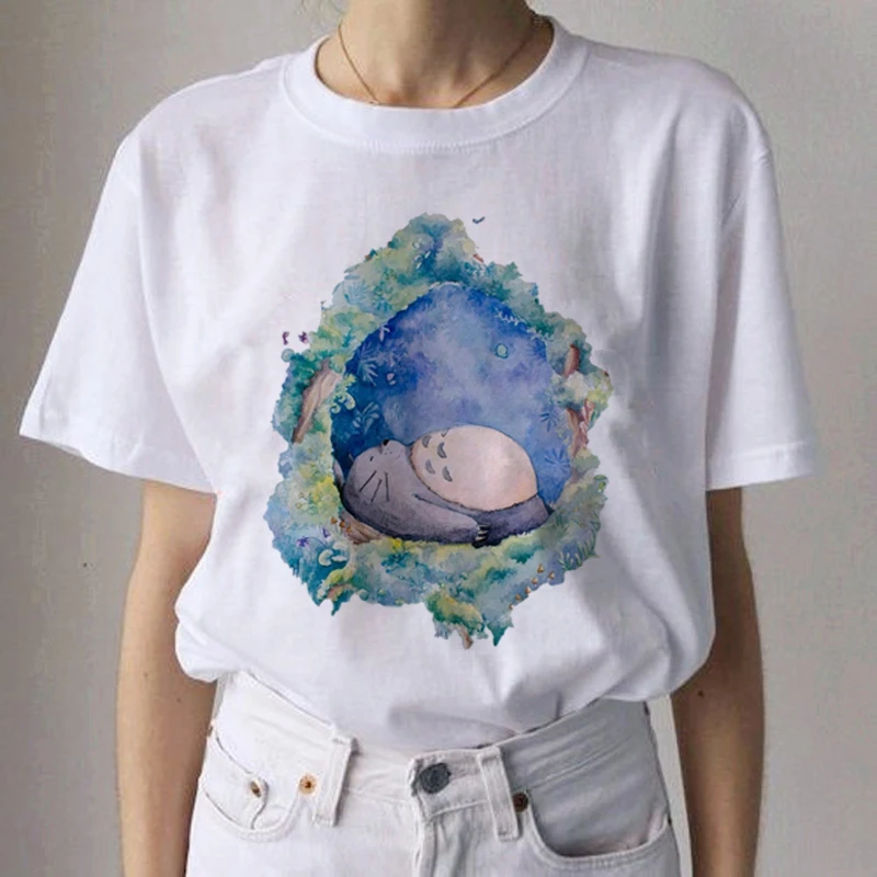 Totoro Studio Ghibli Kawaii Harajuku футболки для женщин Miyazaki Hayao забавная футболка с героями мультфильмов Мода 90s милая футболка Футболки женские - Цвет: 9144