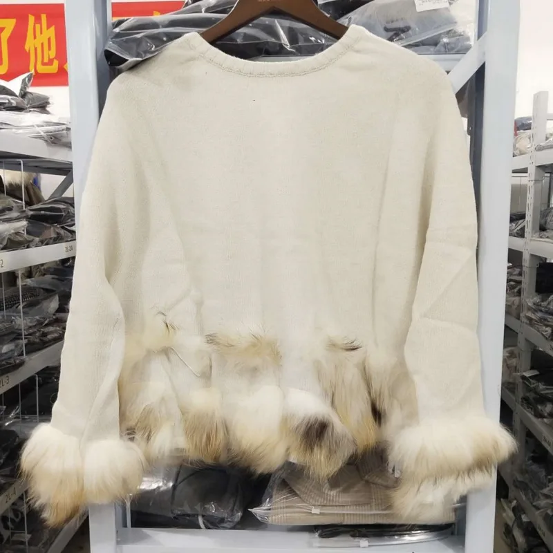 DEAT 2020 Новый Зимний вязаный пуловер с круглым вырезом рукава мехом свободный