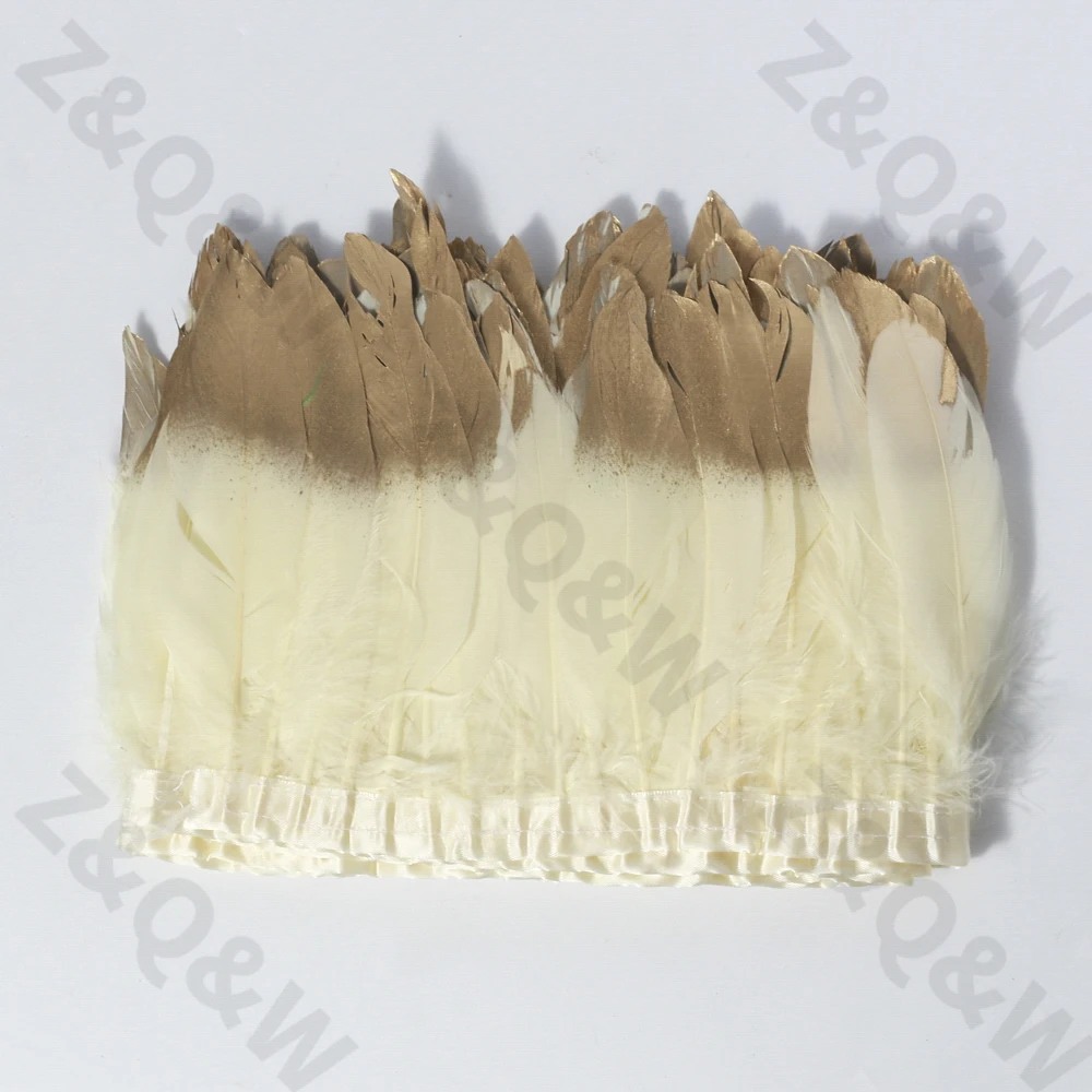 

Кремово-желтое гусиное перо спрей Золотая головка для изготовления 2 метра края ткани Сделай Сам шоппинг фестиваль костюм юбка украшение