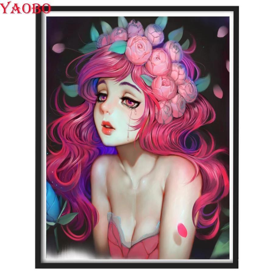 

Фото на заказ, алмазная вышивка, мультяшная милая девушка, Роза 5D, алмазная живопись, полная квадратная круглая вышивка, мозаичные наборы