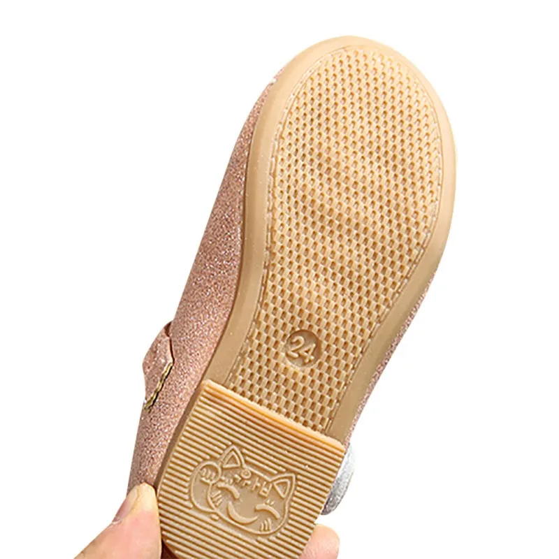 

ZP-Toddler Girls Ballet Flats Shoes Lace Bow Design Princess Soft Soled Shoes