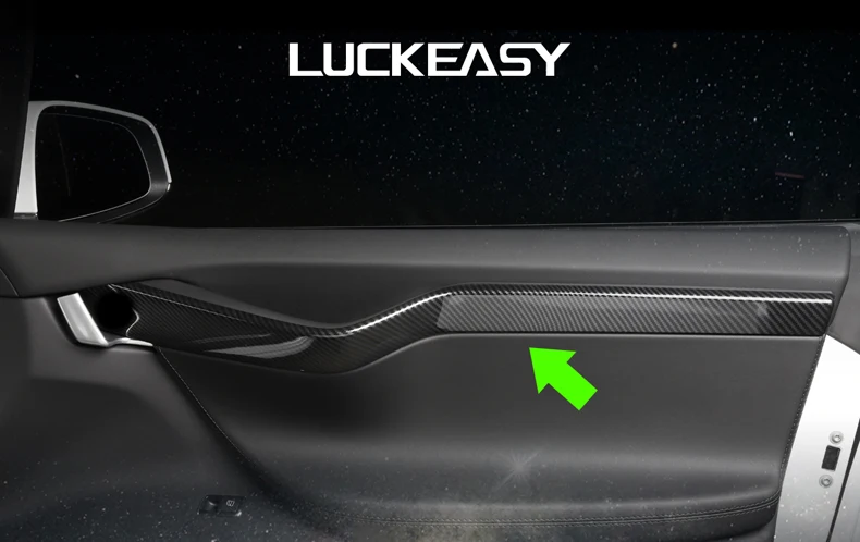 LUCKEASY автомобиля волокна обивки двери ленты ABS патч для Tesla модель X- с украшением в виде пуговицы Защита 4 шт./компл