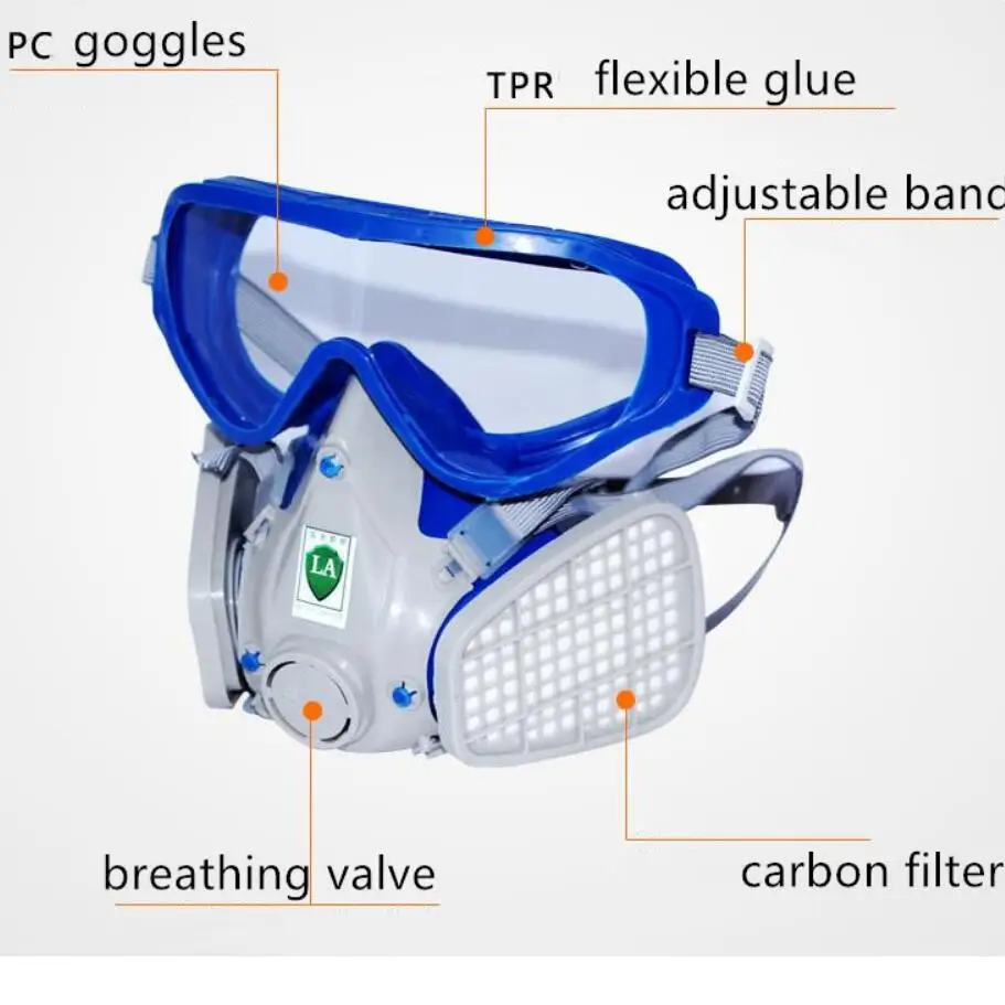 

Chemical Respiratory Gas Mask Filter Cartridge With Safety Goggle Activated Carbon Industrial Protection Mask