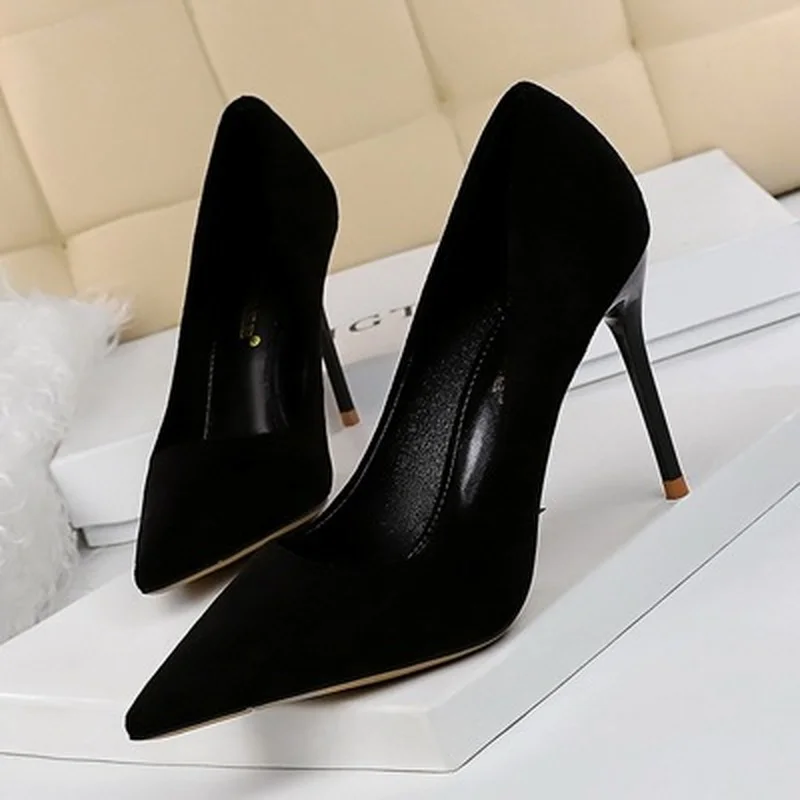 

2021 New Women Pumps Suede High Heels Shoes Fashion Shoes Stiletto Party Shoes Female Comfort Women Heels