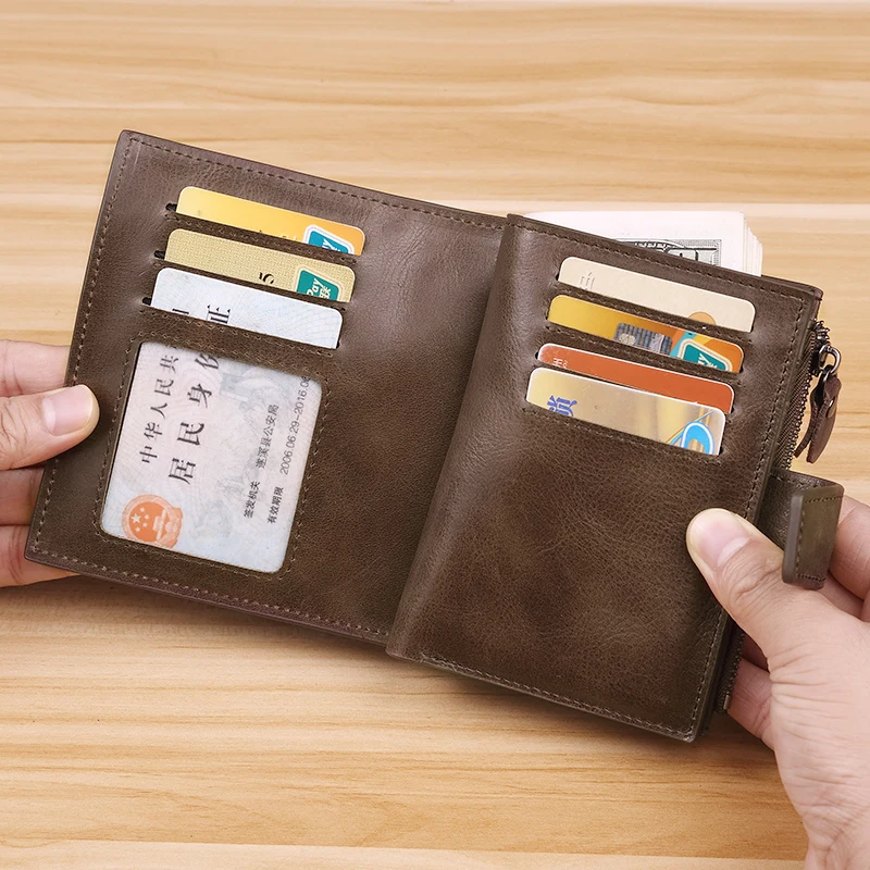 Винтажный кошелек Wmnuo для мужчин и женщин бумажник на молнии с защитой от кражи RFID