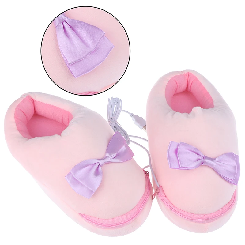 1 пара практичный безопасный надежный плюшевый USB обогреватель для ног обувь