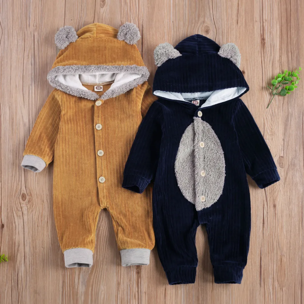 Комбинезон для маленьких мальчиков и девочек модный однотонный плюшевый