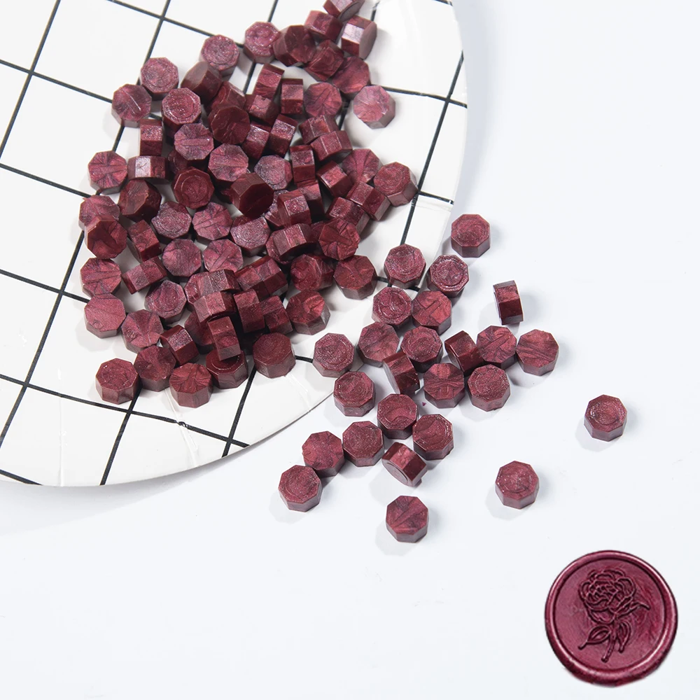 Berry Red 100 шт./лот, ретро штамповка, уплотнительный воск, красочные бусины, восковая печать, штемпели для конвертов, документов, свадеб, дней рождения, приглашений - Цвет: Berry Red
