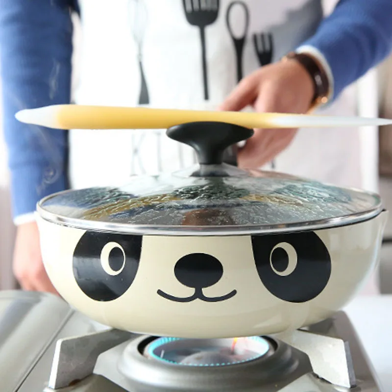 20CM Panda Pot Japanese Style Induction Cooker Universal Frying Pan Non-Stick Aluminum Stone | Дом и сад