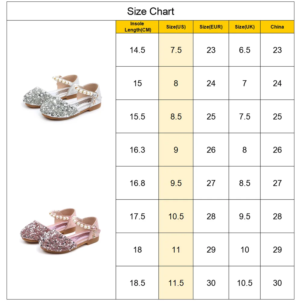 Kids Flat Shoes PU Leather Bling Sequin Mary Jane Pearl Metal Decor for Wedding Party Pink Princess D35 |