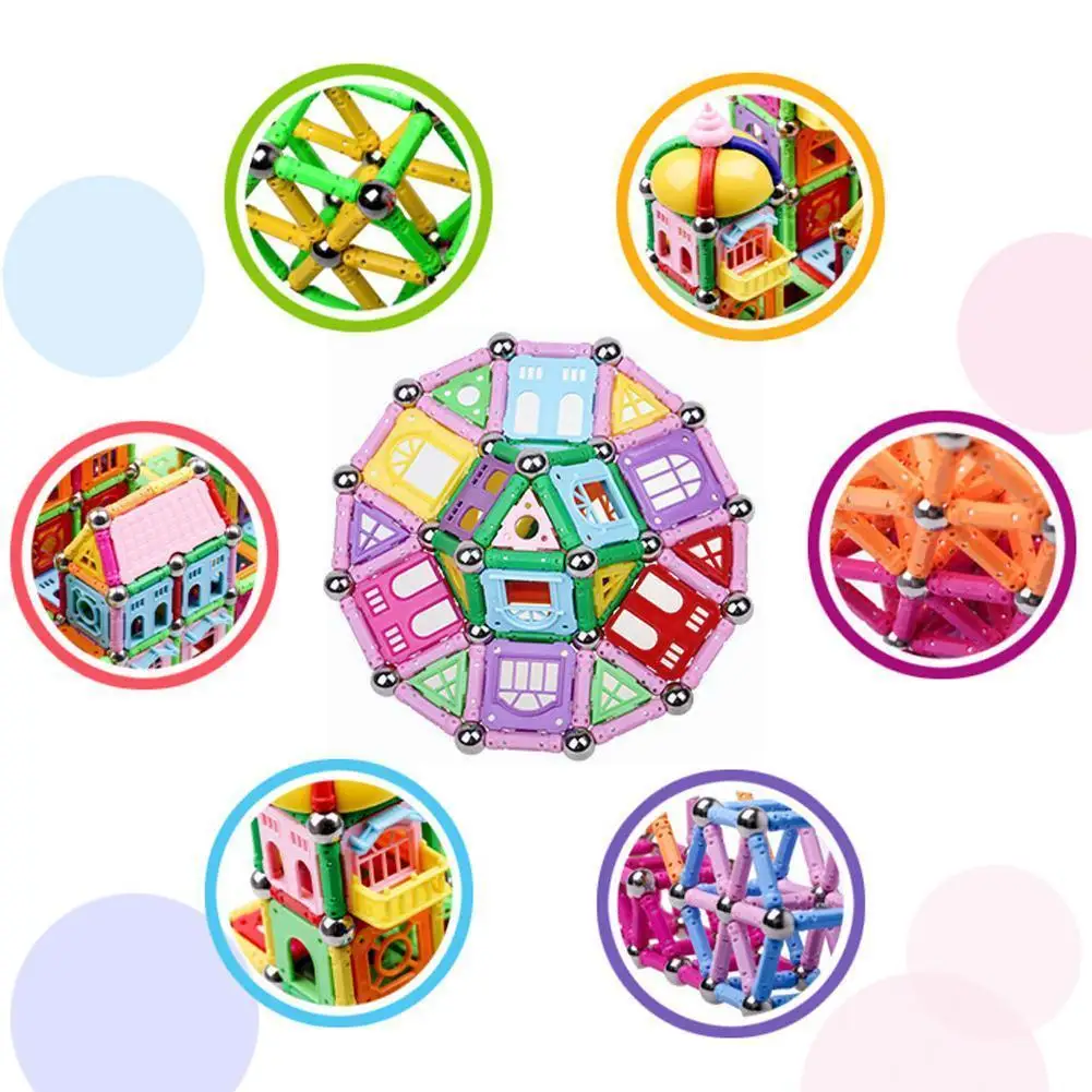 

107pcs Magnet Sticks Magnetic Building Blocks Construction Toy DIY Children Toys Educational For Kid Set Magnetic Construct O1Z3